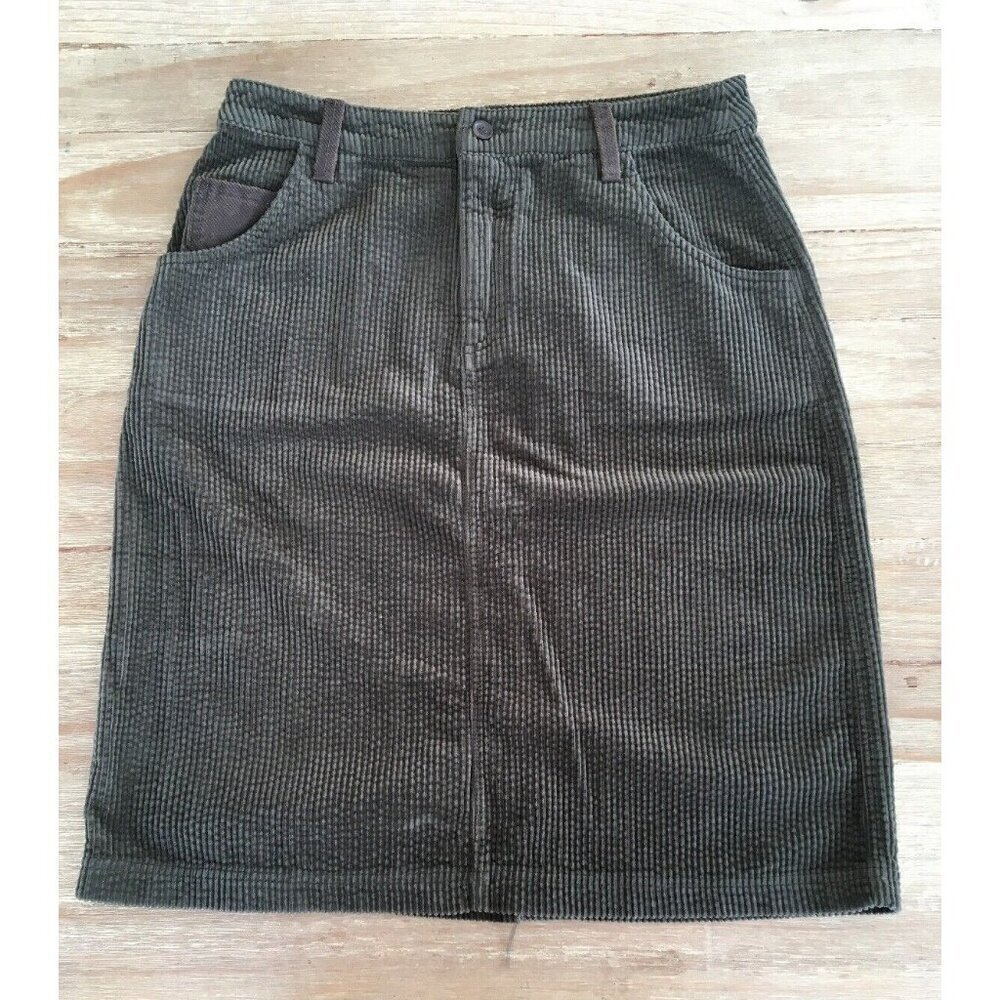 THE TERRITORY AHEAD Womens Straight Skirt Forest Green Wide Wale Corduroy Size 8
